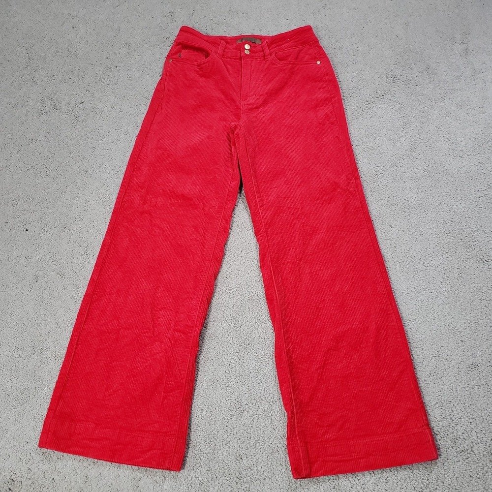 Judy Blue Wide Leg Corduroy Trouser Pants Vibrant Red Size 7/28 Retro Boho‎